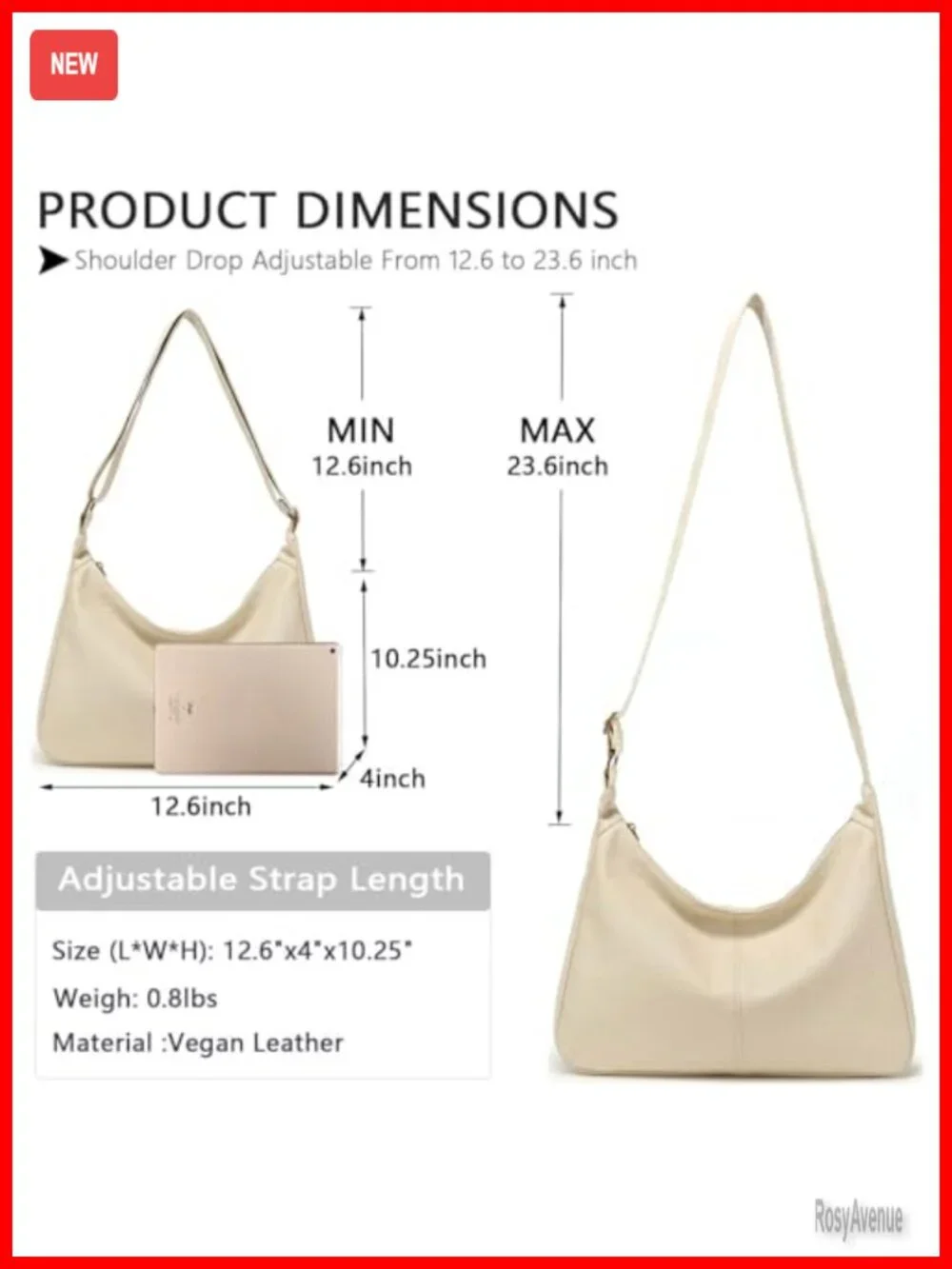 Ultra-Soft Vegan Leather Slouchy Hobo Bag Women Shoulder Tote